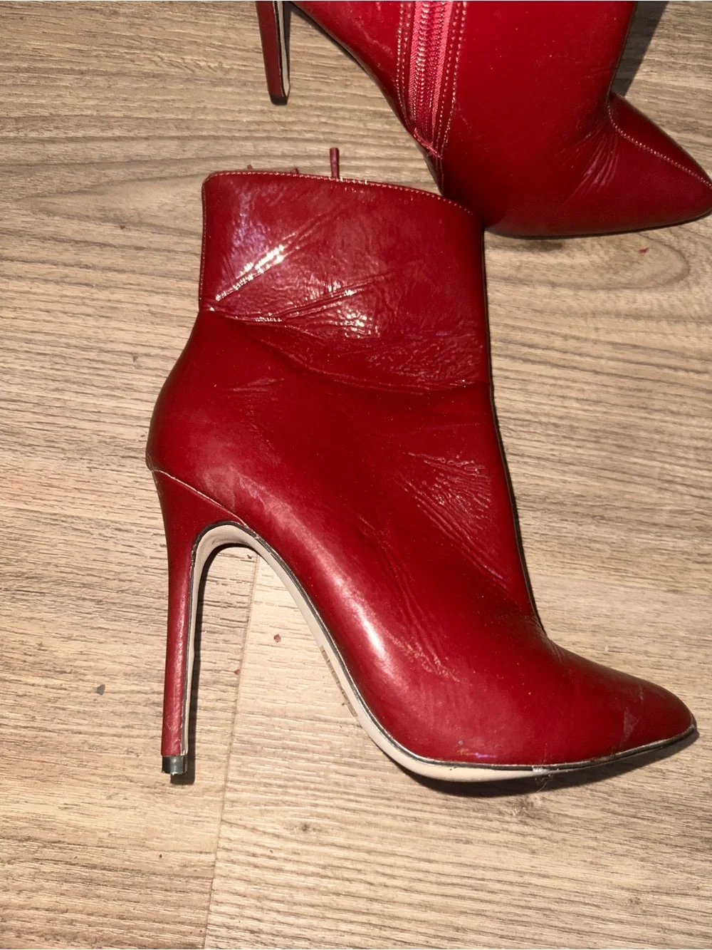 Women’s Red Pointed Toe High Heel Ankle Boots